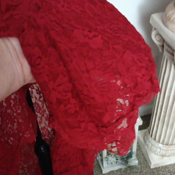 Chic Red Lace Chemise - Picture 3 of 7